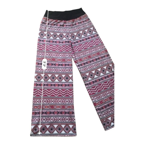 Shley Blue casual pull-on wide leg pants M multicolor geometrical print - Picture 2 of 8